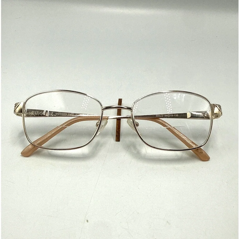 Modern Amelia Gold Tone Metal Eyeglass Frames 54-19-135 Rectangular